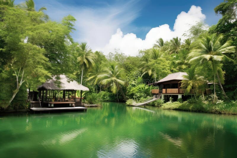 Luxury Resort, Surrounded by Lush Greenery and Crystalclear Water