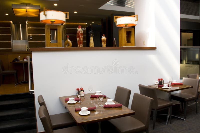Restaurant with nice seating and lighting. Restaurant with nice seating and lighting.