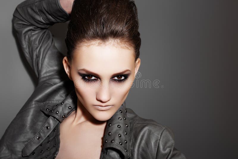 Close-up Beautiful Model Face with Fashion Make-up Stock Image - Image ...