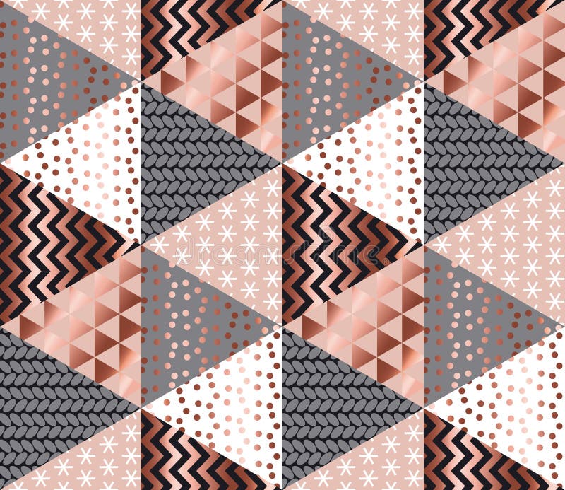 Luxury rose gold xmas geometric seamless pattern royalty free illustration
