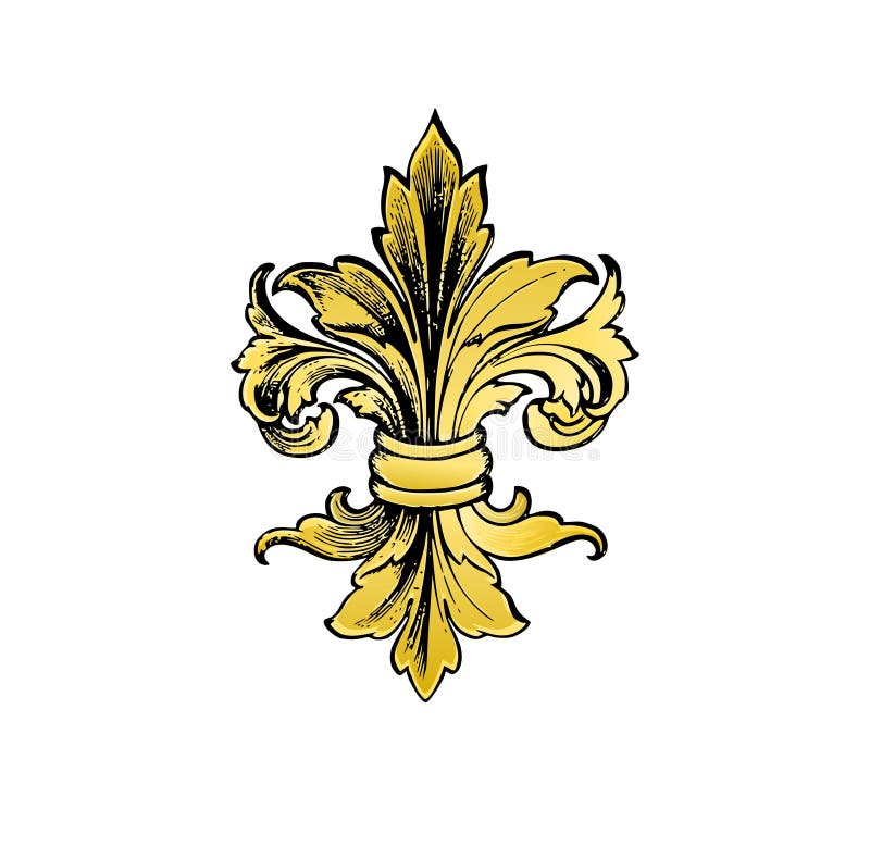 Gold Fleur-de-lys.Luxury Royal Floral Design Element. Stock Photo -  Illustration of carving, boutique: 136722322