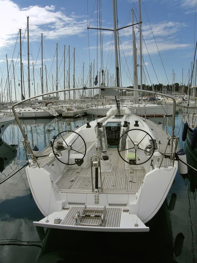 Luxury sailboat in the marina