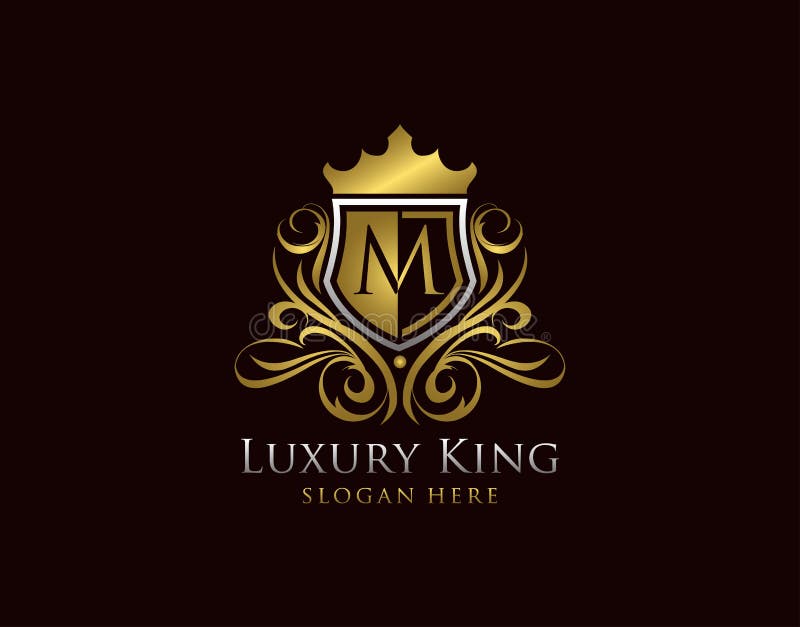 Luxury Shield M Letter Logo, Gold M Classic Protection Symbol Stock ...