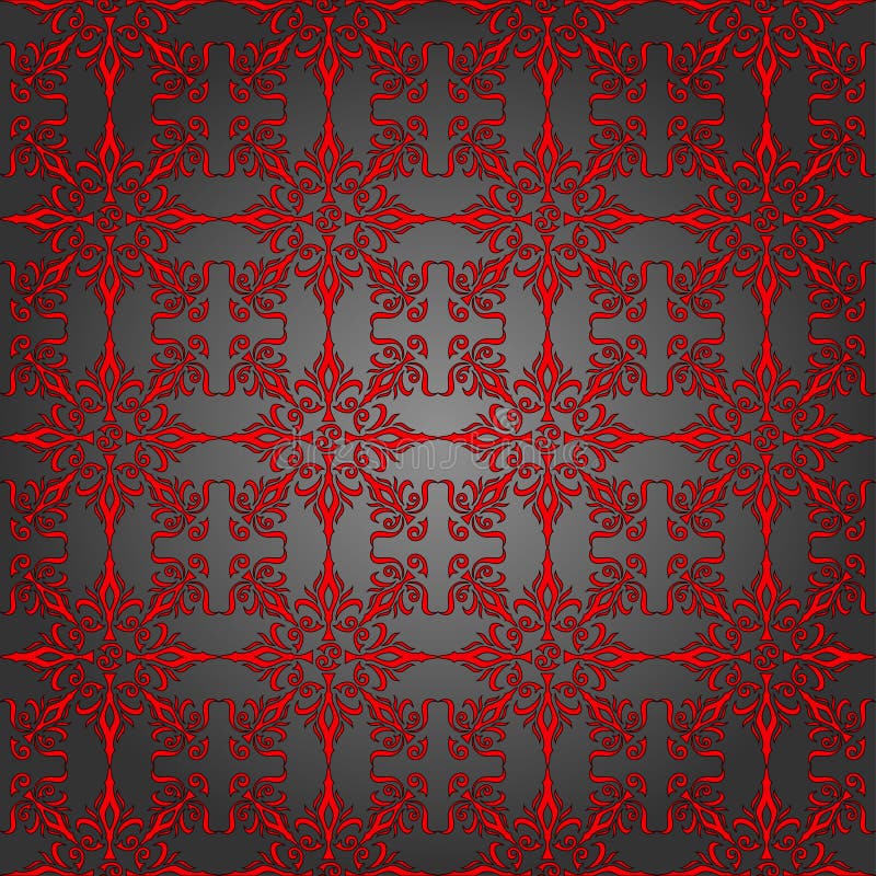 Luxury Silver And Red Wallpaper. Seamless. Vector Royalty Free Stock