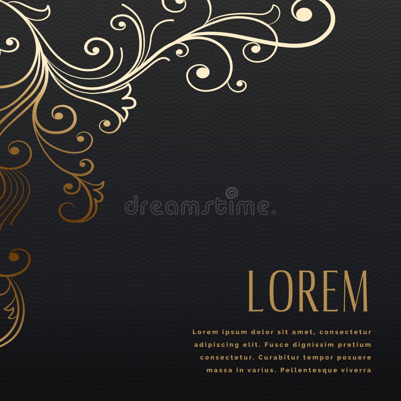 Luxury Style Floral Black Gold Background Stock Vector Illustration