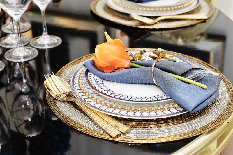 Luxury Tableware with Candlestick in Royal Palace Stock Image Image