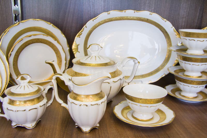 Luxury tea set stock image. Image of fork, goblets, chech 46677081