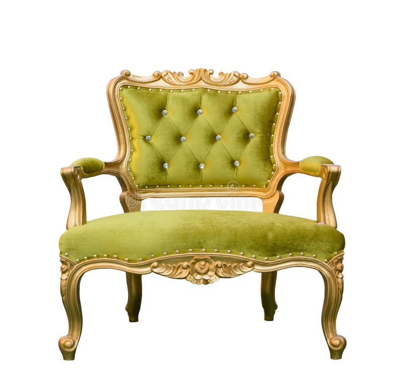 Luxury vintage green couch isolated royalty free stock photography