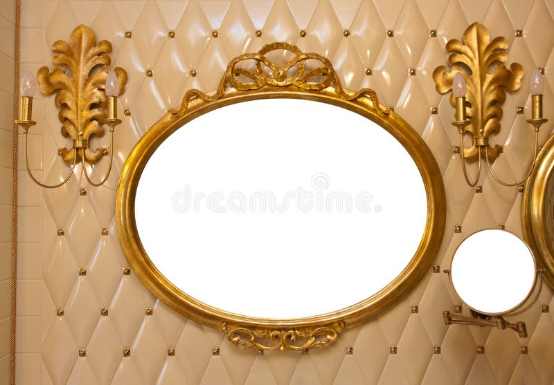 Luxury vintage mirror isolated inside stock photo