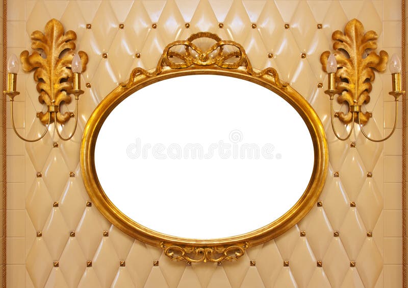 Luxury vintage mirror isolated inside stock image