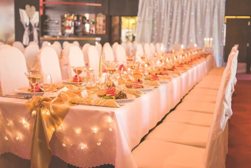 Luxury Wedding Table Decoration. Wedding Banquet. Stock Photo Image