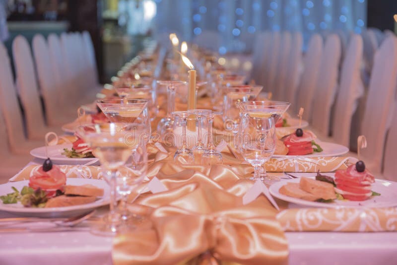 Luxury Wedding Table Decoration. Wedding Banquet. Stock Photo Image