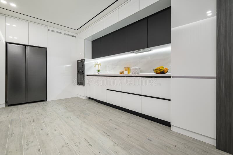 Luxury White and Black Modern Marble Kitchen Stock Photo Image of