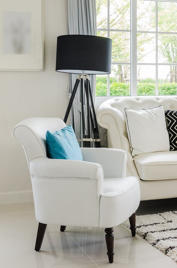 Luxury White Chair in Living Room Stock Photo Image of decor