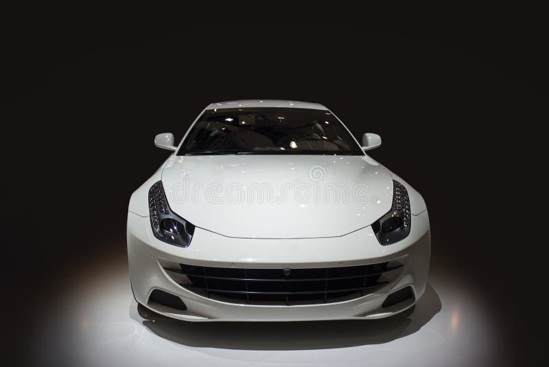 Luxury white sport car front view