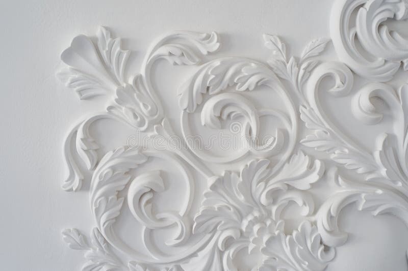 Luxury White Wall Design Bas Relief With Stucco Mouldings Roccoco