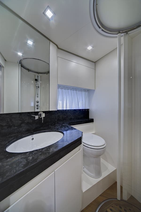 Bathroom on a Yacht stock image. Image of fixtures, shower 19379657