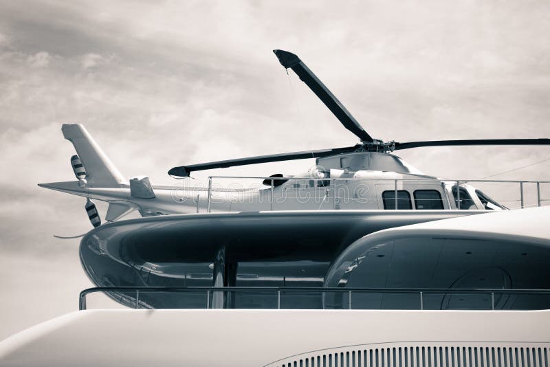 Luxury Yacht with Helicopter Detail Stock Image Image of leisure