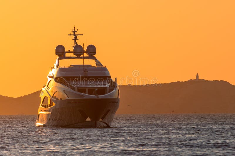 Luxury yacht at sunset stock photo. Image of sailboat 106053462