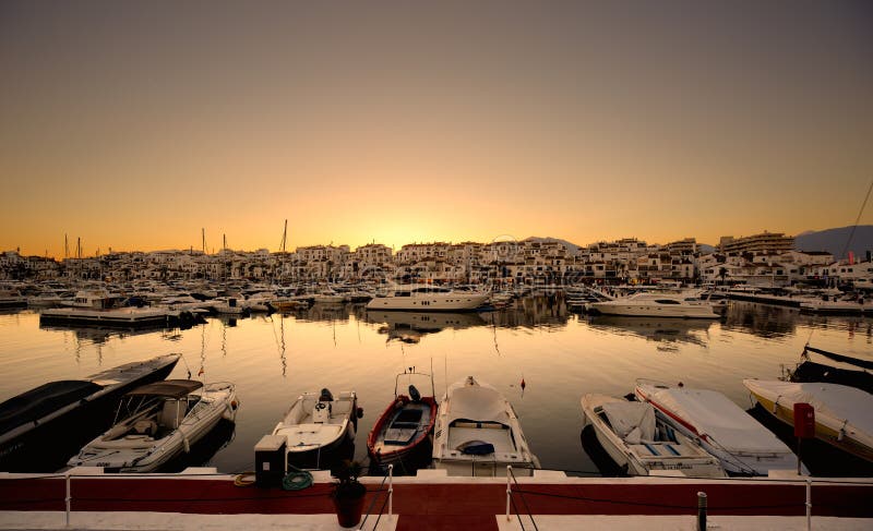 Sunset in Puerto De Mogan, Gran Canaria, Spain Stock Image - Image of ...
