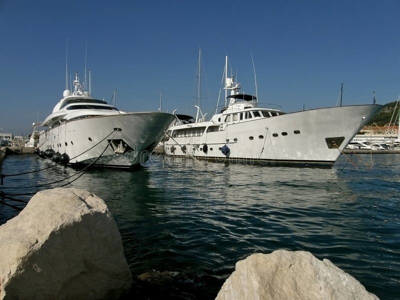 Luxury yachts at sea