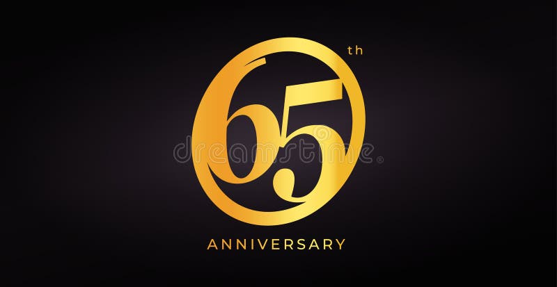 Luxus 65-jähriges Logo Design mit goldener Zahl in elegantem modernem Stil auf dunklem Hintergrund für Feiern vektor abbildung