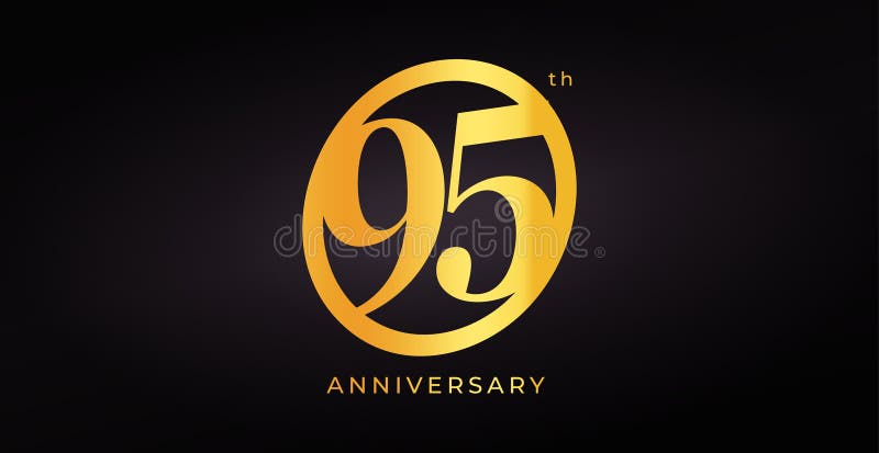 Luxus 95-jähriges Logo Design mit goldener Zahl in elegantem modernem Stil auf dunklem Hintergrund für Feiern lizenzfreie abbildung