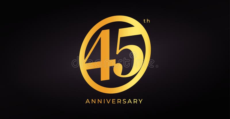 Luxus 45-jähriges Logo Design mit goldener Zahl in elegantem modernem Stil auf dunklem Hintergrund für Feiern lizenzfreie abbildung