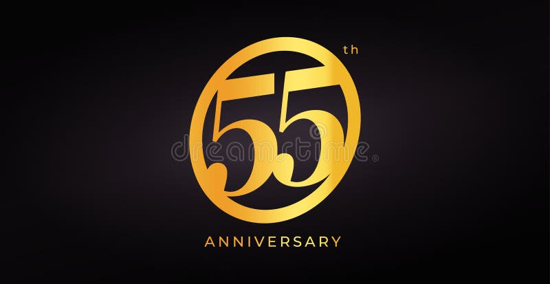 Luxus 55-jähriges Logo Design mit goldener Zahl in elegantem Stil auf dunklem Hintergrund für Feierlichkeiten lizenzfreie abbildung