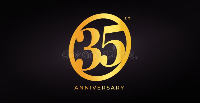 Luxus 35-jähriges Logo Design mit goldener Zahl in elegantem Stil auf dunklem Hintergrund für Feiern und Veranstaltungen stock abbildung