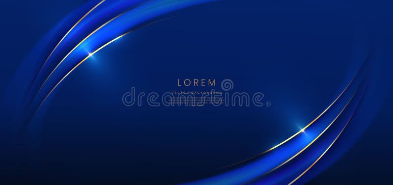 Luxus-Kurve goldfarbene Linien auf dunkelblauem Hintergrund mit Licht-Effekt-Kopier-Platz für Text. Luxusdesign vektor abbildung