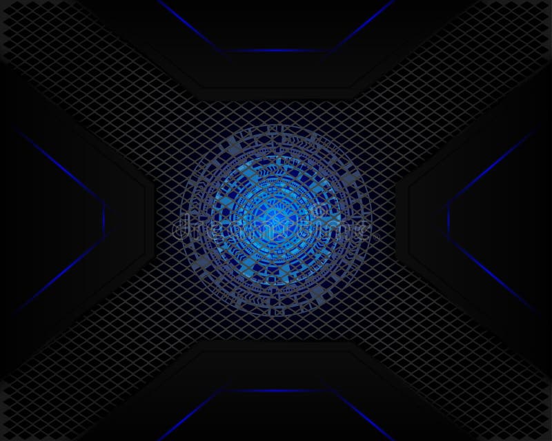 Luz azul de la tecnología en la sombra de la malla gris oscuro como fondo ilustración del vector Luz azul de la tecnología en la sombra de la malla gris oscuro como fondo ilustración del vector