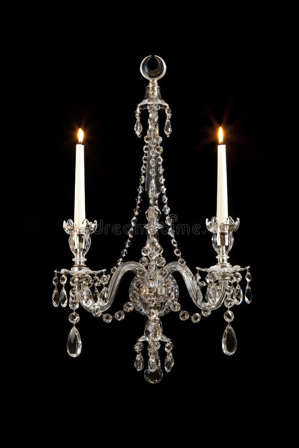 Luz da parede do cristal isolada no preto foto de stock royalty free Luz da parede do cristal isolada no preto foto de stock royalty free