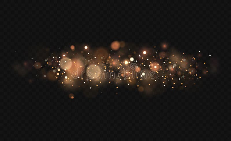 The bokeh effect of light is isolated on a transparent background. Yellow dust yellow sparks and golden stars shine with special light. Sparkling magic dust particles. Vector illustration, eps 10. The bokeh effect of light is isolated on a transparent background. Yellow dust yellow sparks and golden stars shine with special light. Sparkling magic dust particles. Vector illustration, eps 10.