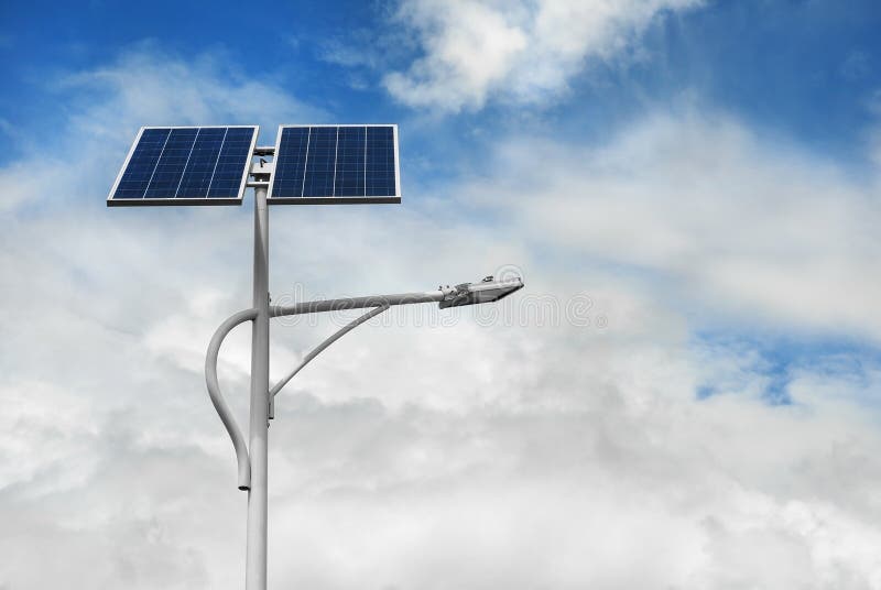 Solar powered street light pole. Solar powered street light pole