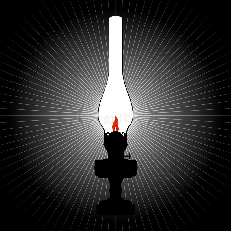 A luz de uma lâmpada de querosene ilustração royalty free