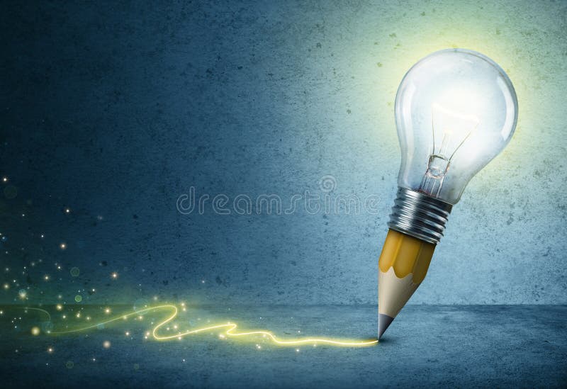 Luz do desenho do Lápis-bulbo foto de stock Luz do desenho do Lápis-bulbo foto de stock