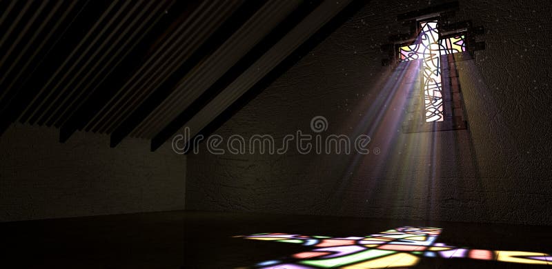 Luz Ray Color del crucifijo del vitral
