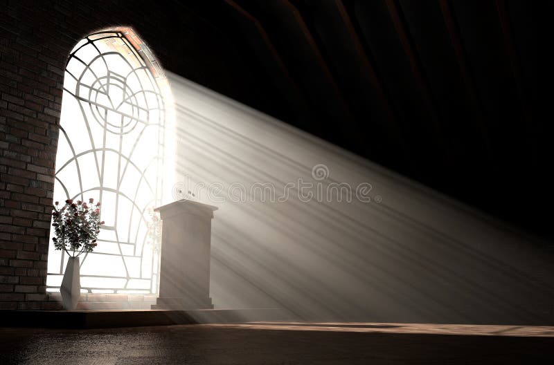Luz y púlpito interior de la iglesia