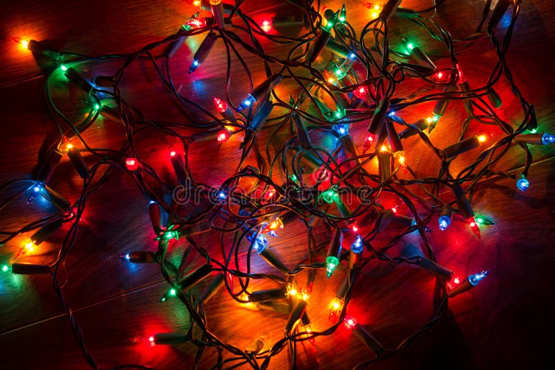 Luzes de Natal Tangled imagens de stock royalty free Luzes de Natal Tangled imagens de stock royalty free