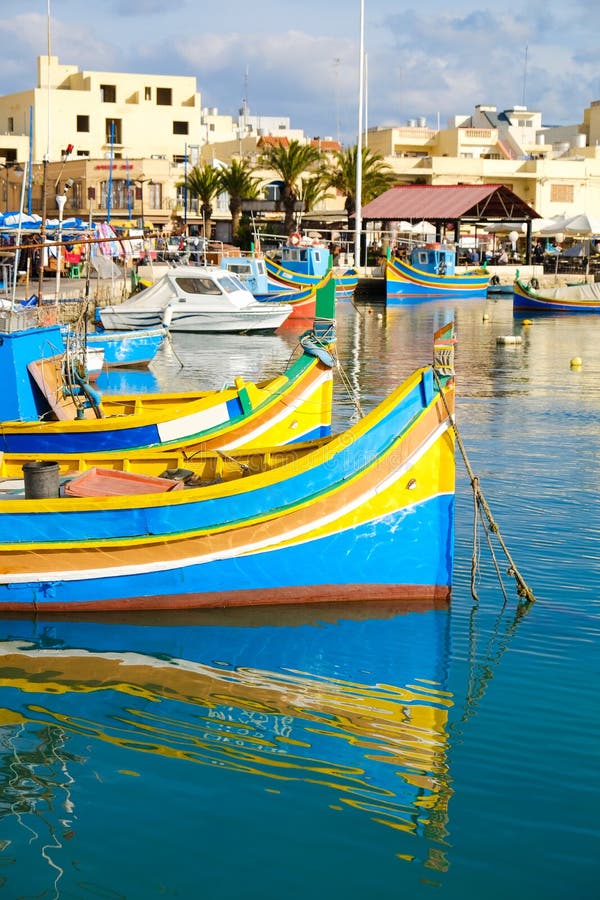 Luzzu Fishing Boats In Marsaxlokk - Malta Stock Photo ...