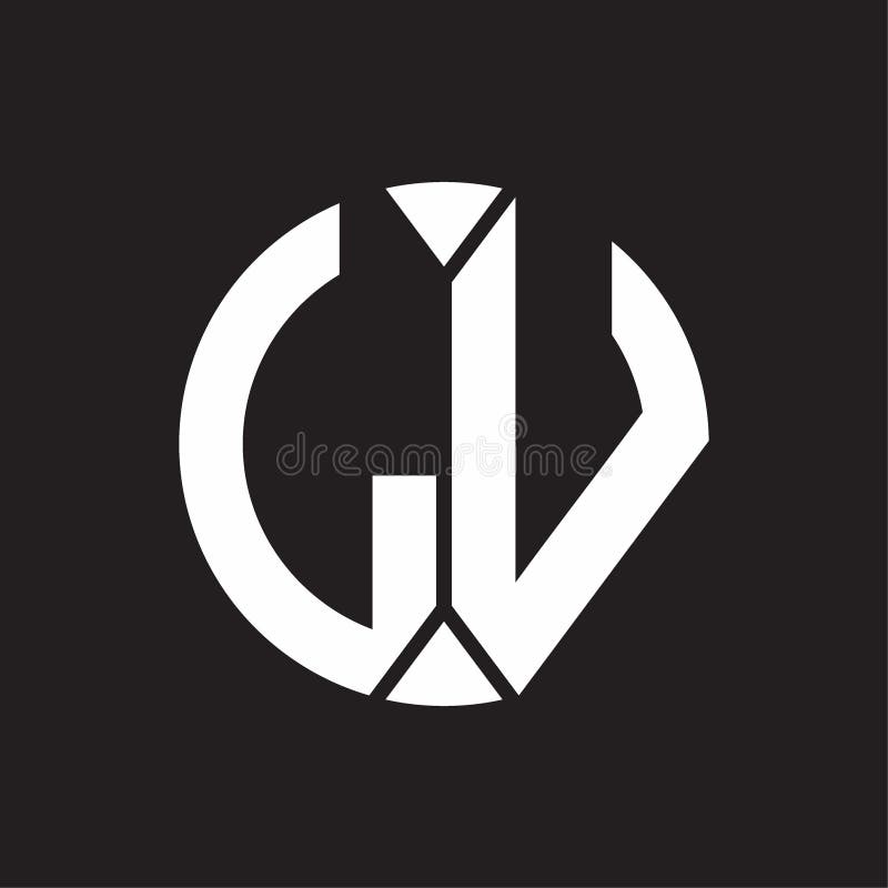 LV Logo Monogram With Piece Circle Ribbon Style Stock Vector