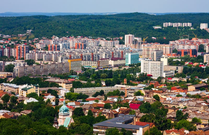 Lviv from above, Ukraine royalty free stock photography