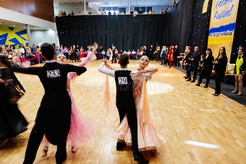 Lviv, Ukraine October 09, 2022 Ballroom Dancers Dancing in Dance
