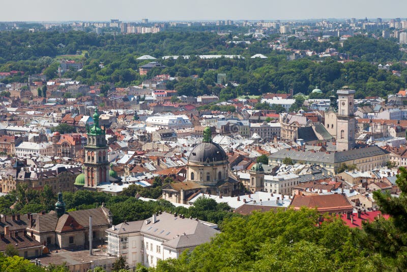 Lvov city from height royalty free stock photo