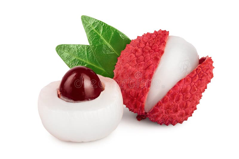 Lychee fruit isolated on white background with clipping path and full depth of field stock photos