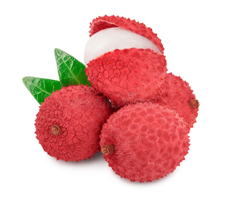 Lychee fruit isolated on white background with clipping path and full depth of field royalty free stock photos