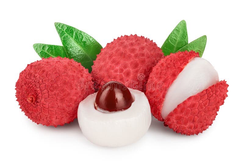 Lychee fruit isolated on white background with clipping path and full depth of field royalty free stock photo