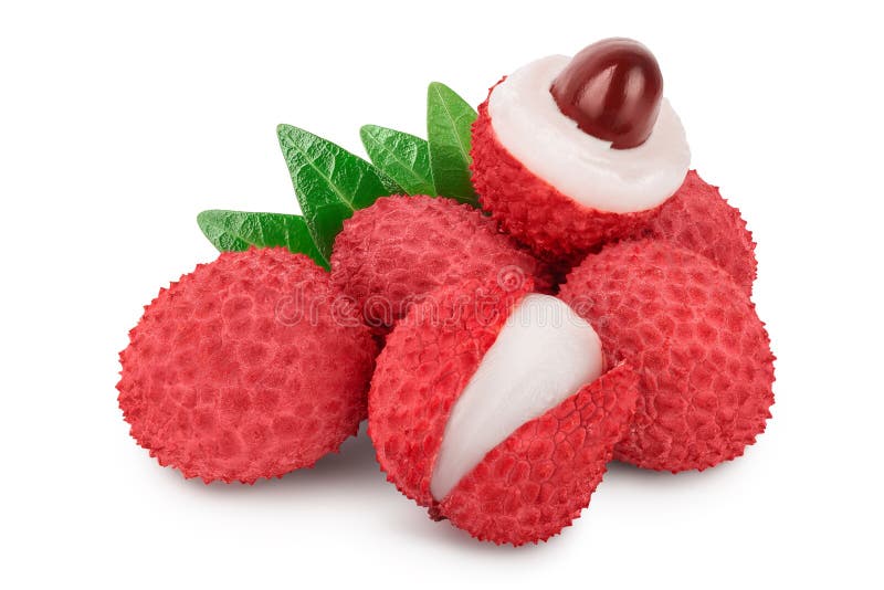 Lychee fruit isolated on white background with clipping path and full depth of field royalty free stock image