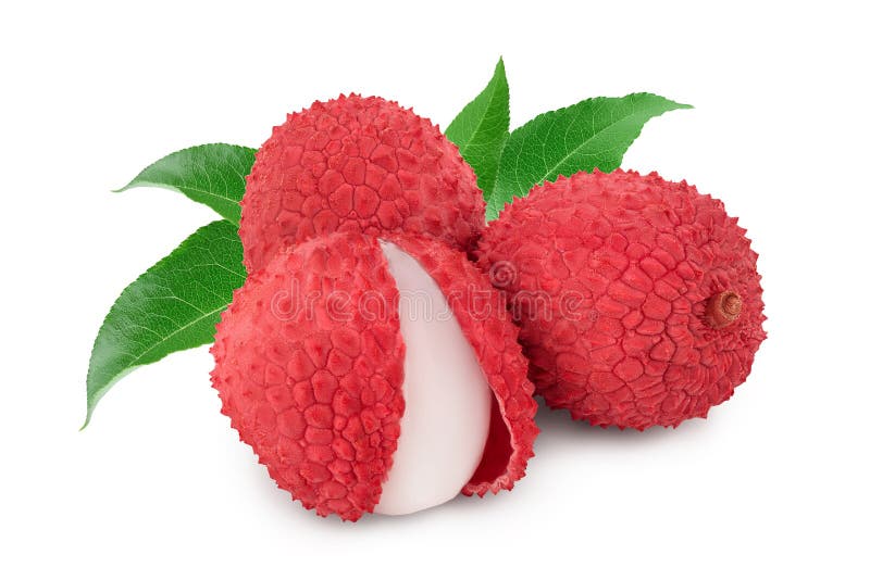 Lychee fruit isolated on white background with clipping path and full depth of field stock images